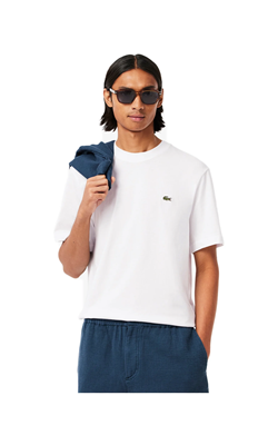 T-SHIRT IN COTONE COCCODRILLO RICAMATO BIANCA